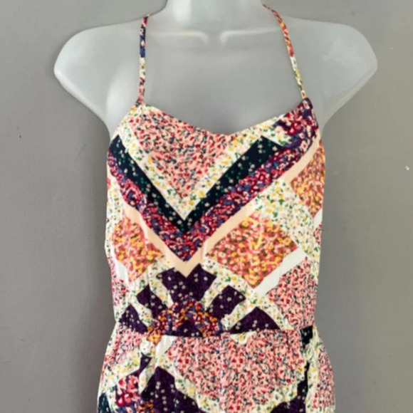 H & M Handkerchief Maxi Dress Sleeveless Size 4 Side Slit Patchwork Print Boho - Picture 2 of 16
